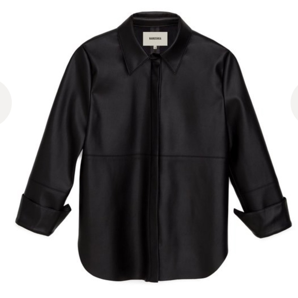 NWOT Nanushka Naum Vegan Leather Shirt. Size L.